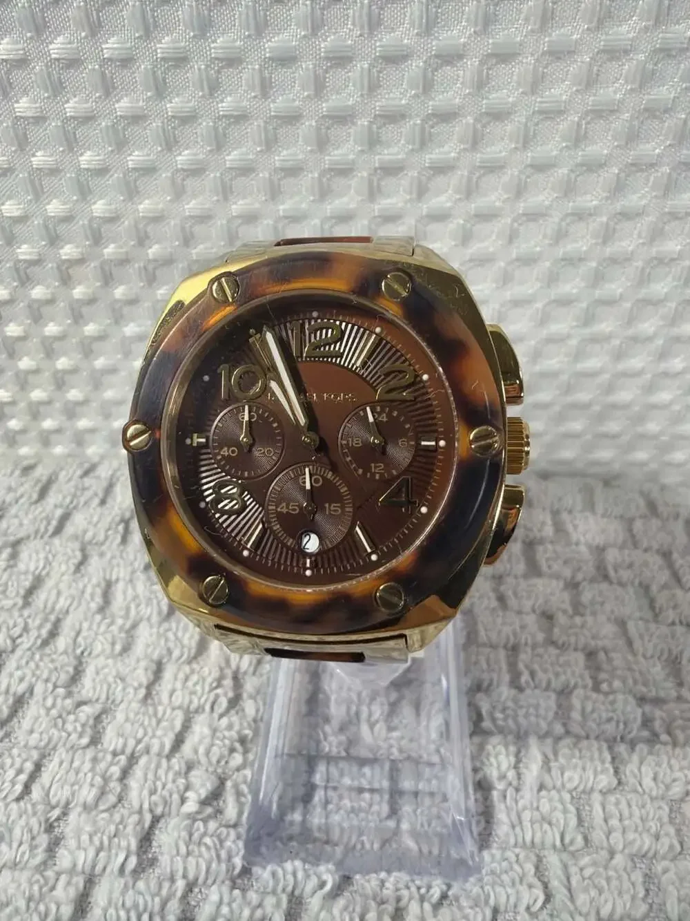 Michael Kors Chronograph Tortoise Acetate and Gold-Tone Stainless Steel Watch
